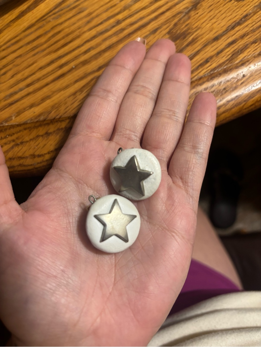 Round Star Charm Pendant in Silver and White - Women Jewelry